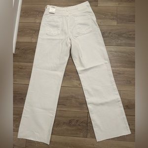 Zara - White Jeans High-Rise Straight Leg